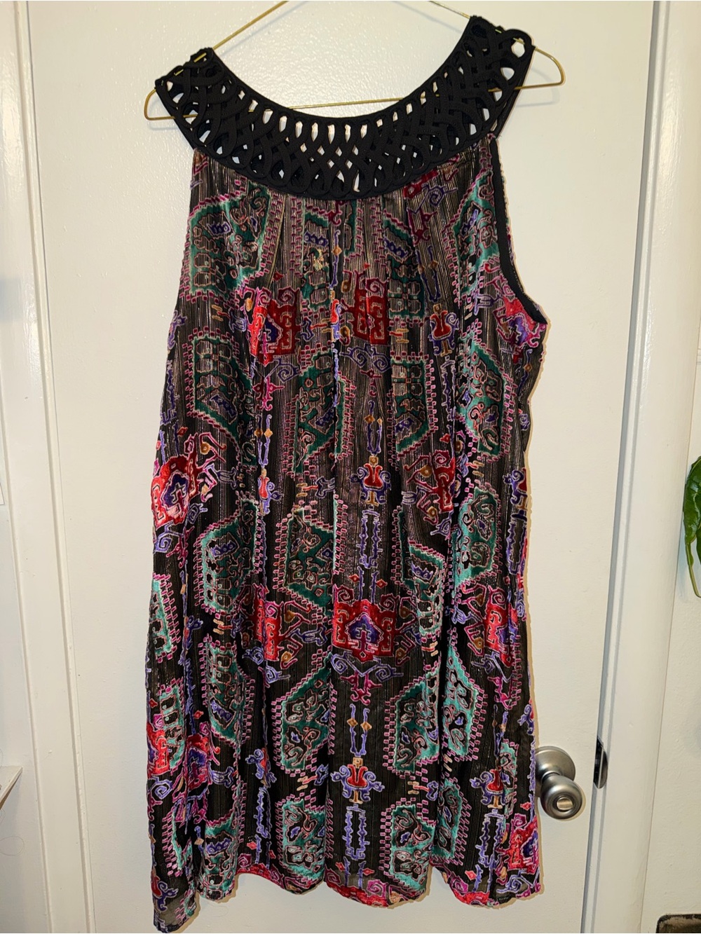 Moulinette Soeurs Anthropologie Boho Swing Mini Dress Cutout Neckline Large - Picture 5 of 6